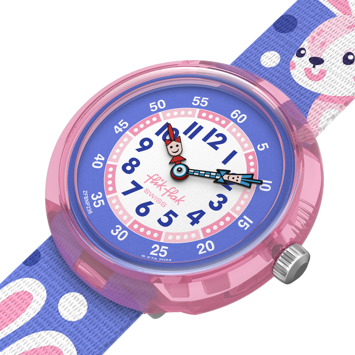 FliK Flak Peek-A-Bunny Friends Fur-Ever 32mm FBNP236 Watch