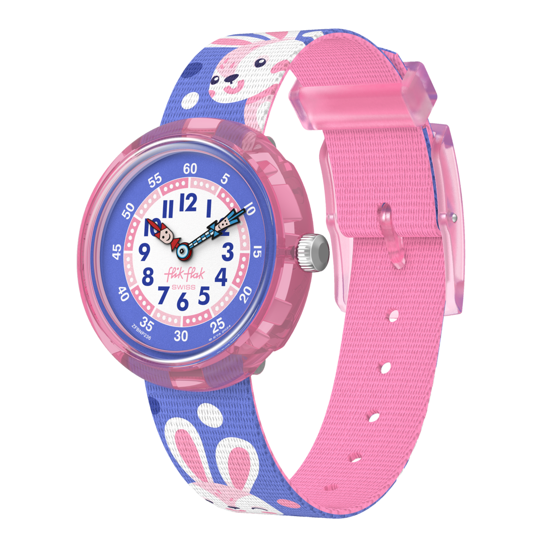 FliK Flak Peek-A-Bunny Friends Fur-Ever 32mm FBNP236 Watch