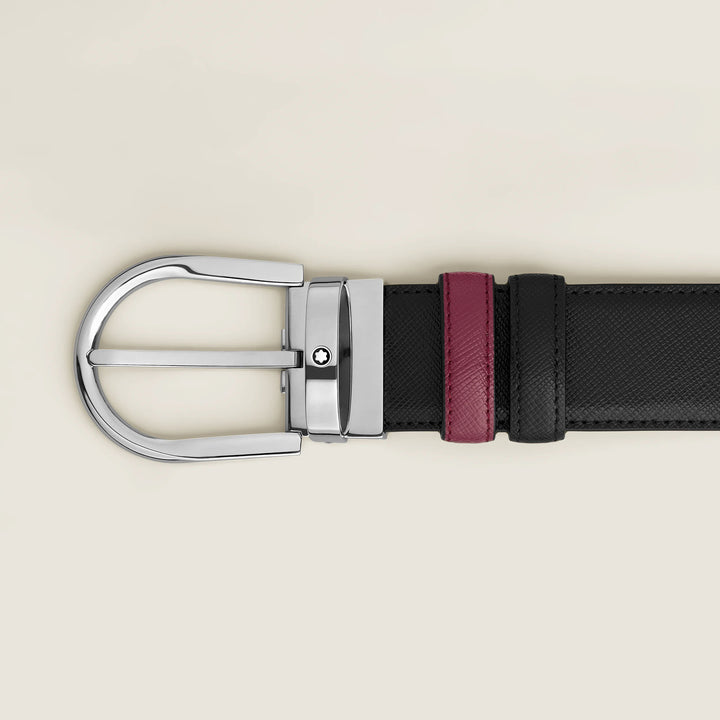 Montblanc Reversible Belt 35 mm sort læder/cassis med hestejernspænde 199638