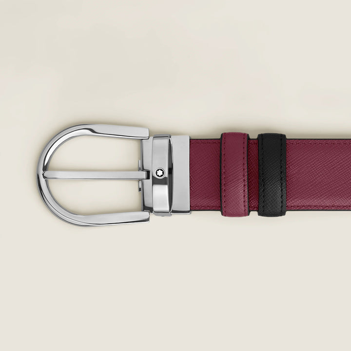 Montblanc Reversible Belt 35 mm sort læder/cassis med hestejernspænde 199638