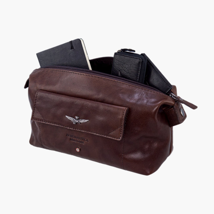 Aeronautica Militare Necessaire Vintage Herren-Clutch aus Leder AM300-MO