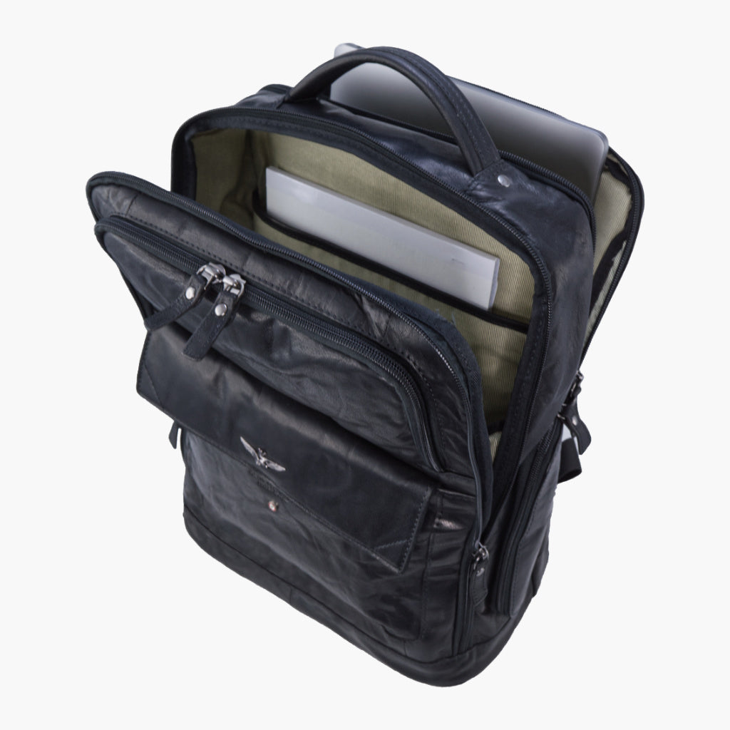 Aeronautica Militare Vintage leather PC backpack AM305-MO