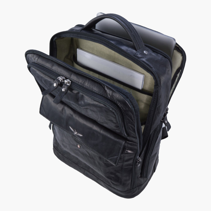 Aeronautica Militare Vintage leather PC backpack AM305-MO