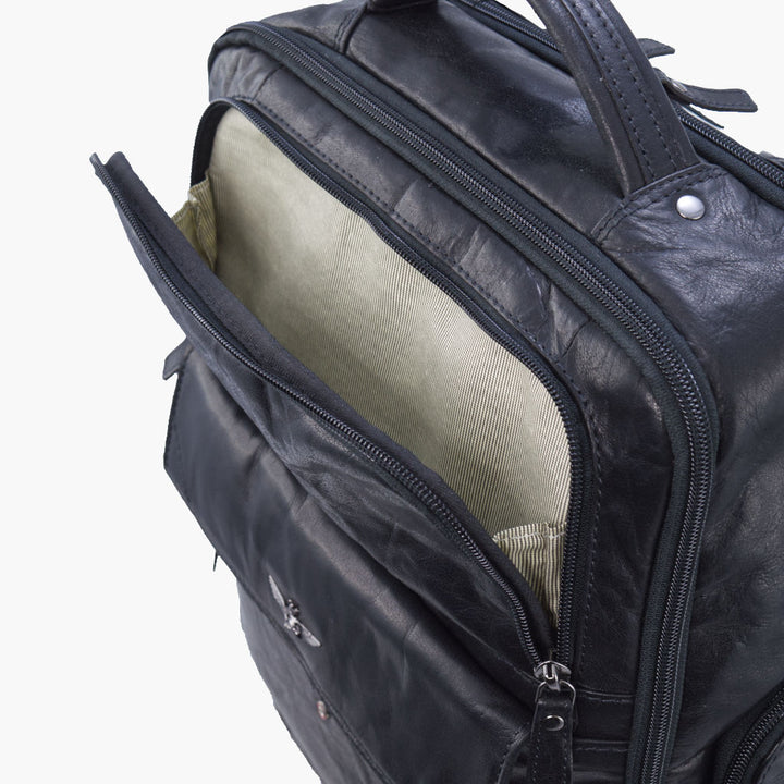 Aeronautica Militare Vintage leather PC backpack AM305-MO
