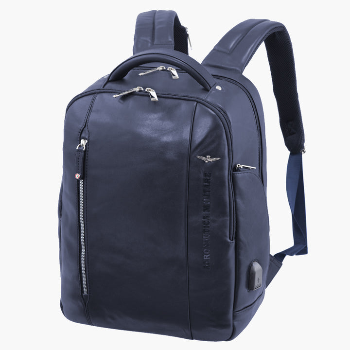 Aeronautica Militare Backpack PC Leather Line Thunder AM464-BL