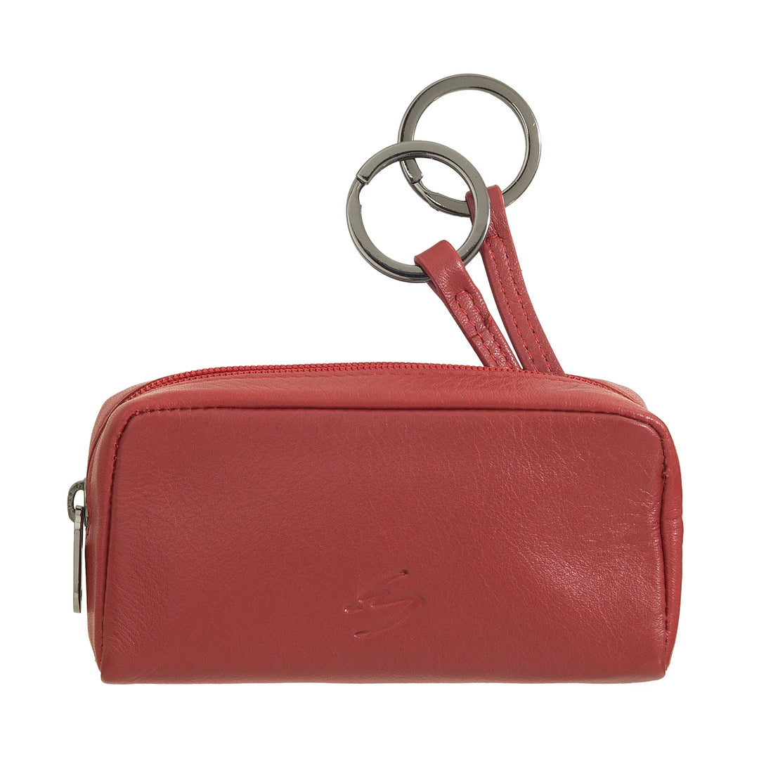 Nuvola Pelle Keychain for Men and Women in Genuine Leather - Coin Case Bag with Zip and 2 Key Rings