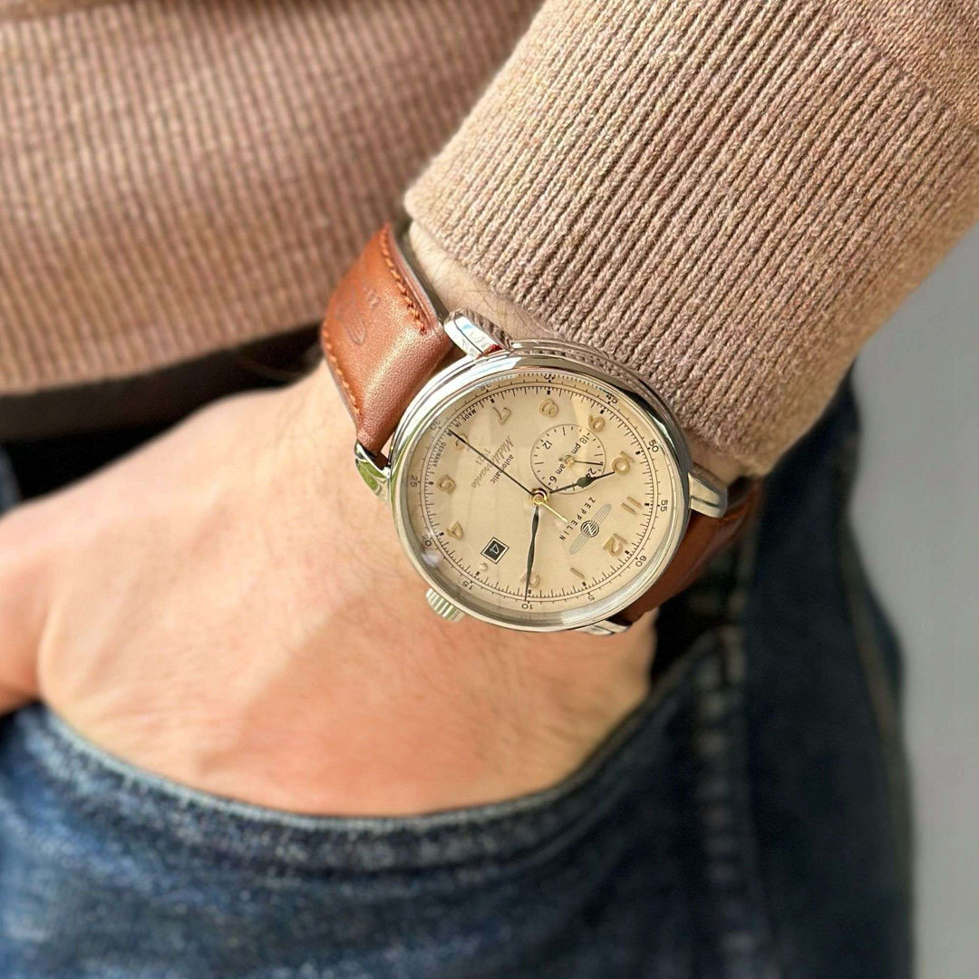Zeppelin LZ121 Mediterranèe 24ore 40mm beige automatic steel 9668-5