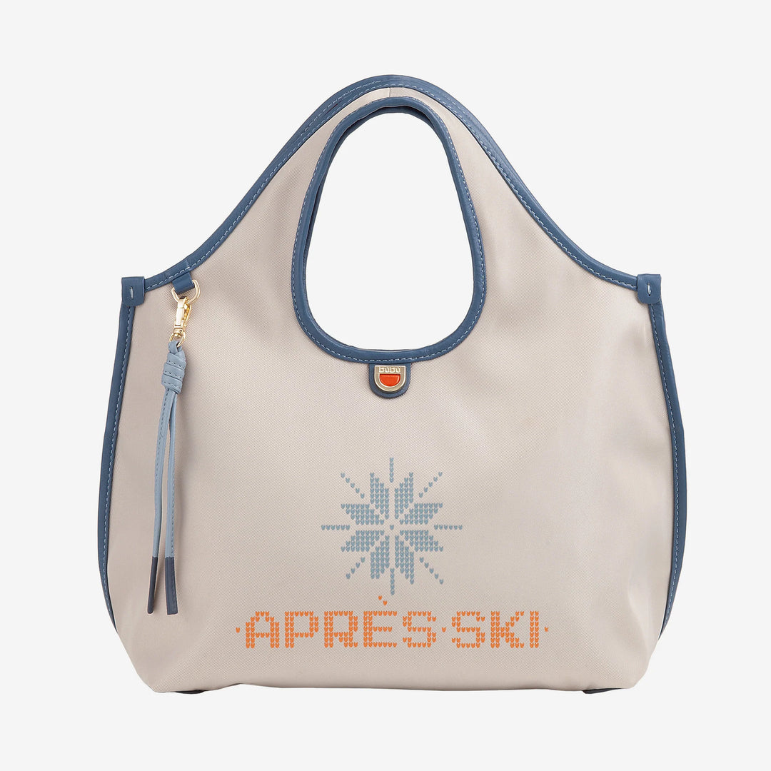 DUDU Damen-Umhängetasche aus Nylon und Leder Après-Ski – leichter Shopper mittlerer Größe mit verstellbarem Schultergurt und Magnetverschluss, sportlich-schickes Design