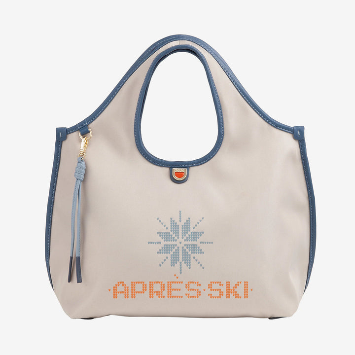 DUDU Damen-Umhängetasche aus Nylon und Leder Après-Ski – leichter Shopper mittlerer Größe mit verstellbarem Schultergurt und Magnetverschluss, sportlich-schickes Design