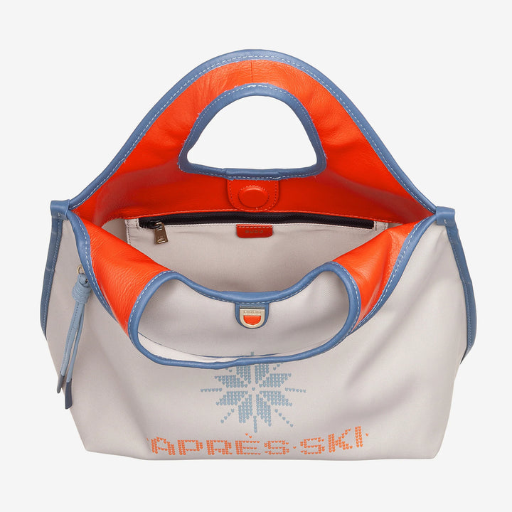 DUDU Damen-Umhängetasche aus Nylon und Leder Après-Ski – leichter Shopper mittlerer Größe mit verstellbarem Schultergurt und Magnetverschluss, sportlich-schickes Design
