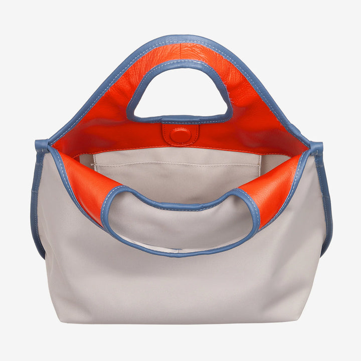 DUDU Damen-Umhängetasche aus Nylon und Leder Après-Ski – leichter Shopper mittlerer Größe mit verstellbarem Schultergurt und Magnetverschluss, sportlich-schickes Design