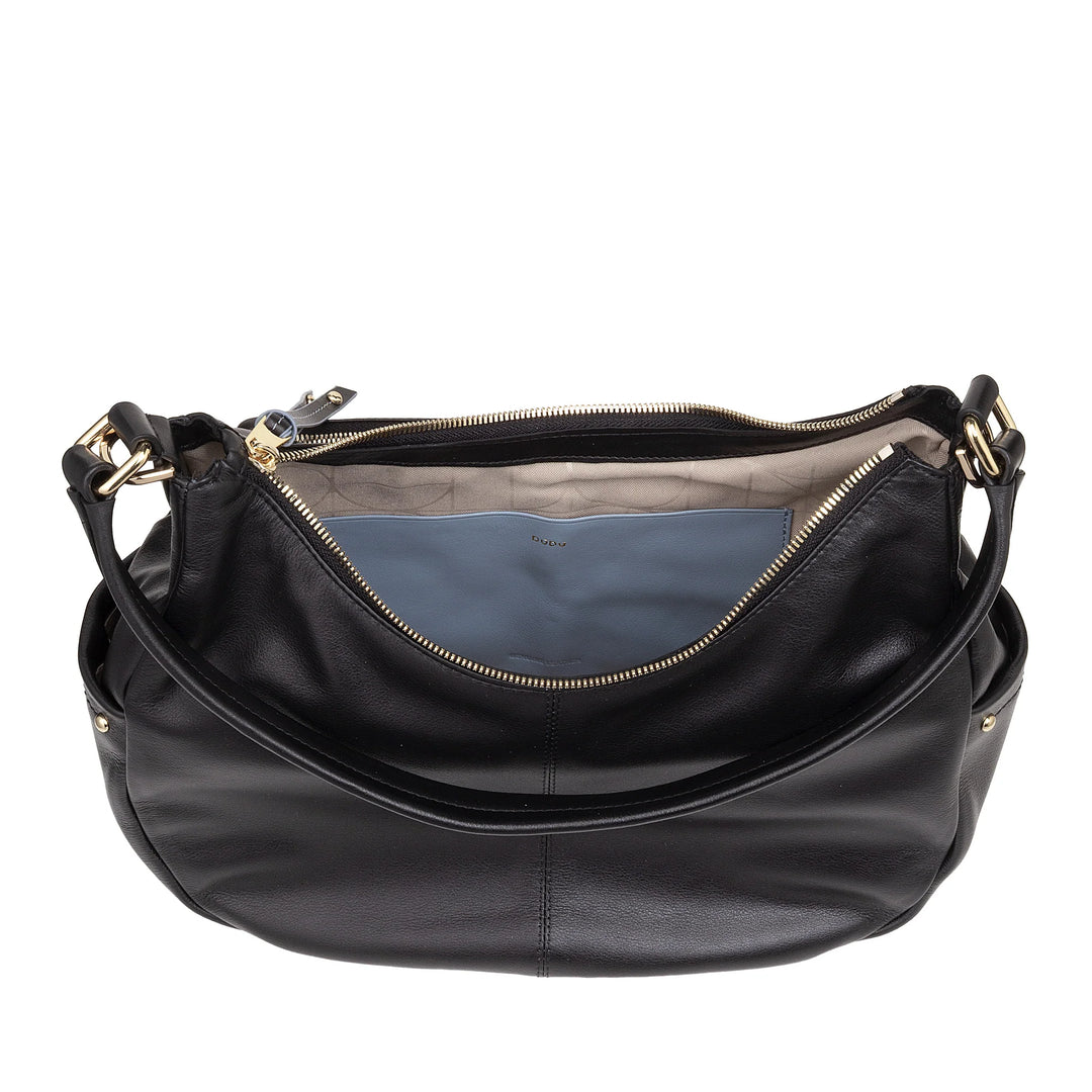 DUDU Damen-Umhängetasche aus Leder mit abnehmbarem Schultergurt, geräumig und elegant – Hobo-Tasche mit mehreren Taschen, Bananentasche mit Reißverschluss