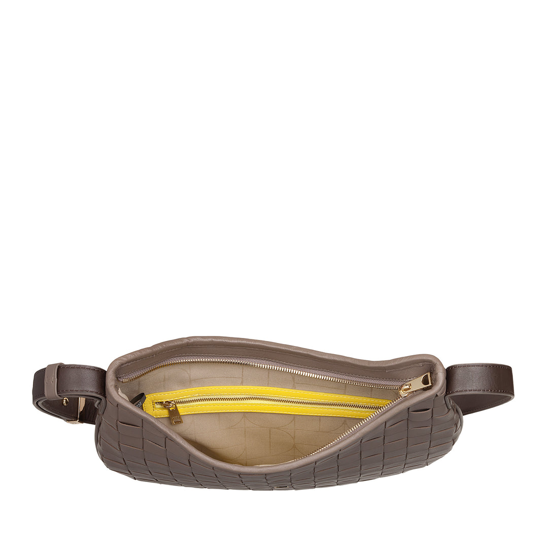 DUDU Damen-Umhängetasche aus echtem gewebtem Leder – elegante Hobo-Tasche mit verstellbarem Schultergurt und Reißverschluss, handwerkliches Design, geräumig und vielseitig