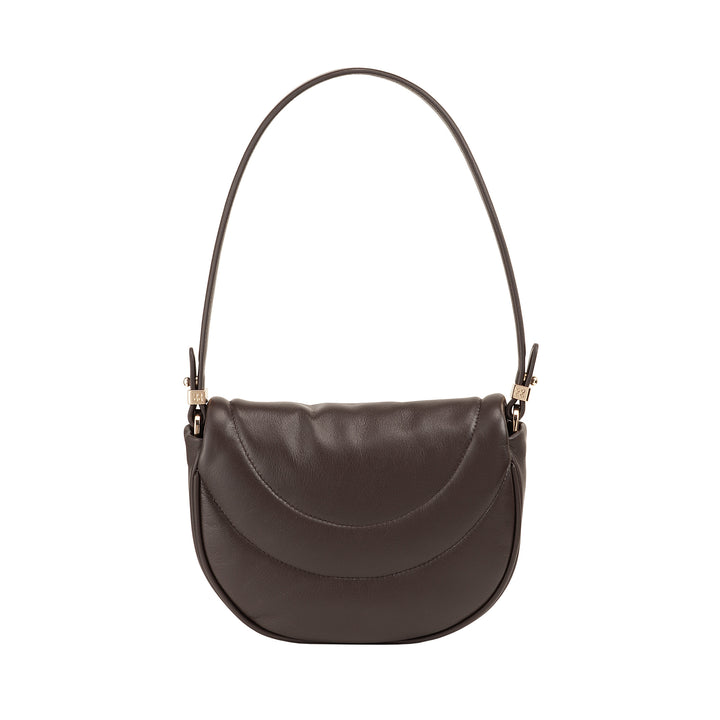 DUDU Damen-Umhängetasche aus gestepptem Leder, kleine elegante gepolsterte Handtasche mit Klappe, abnehmbarem Schultergurt und Schultergurt