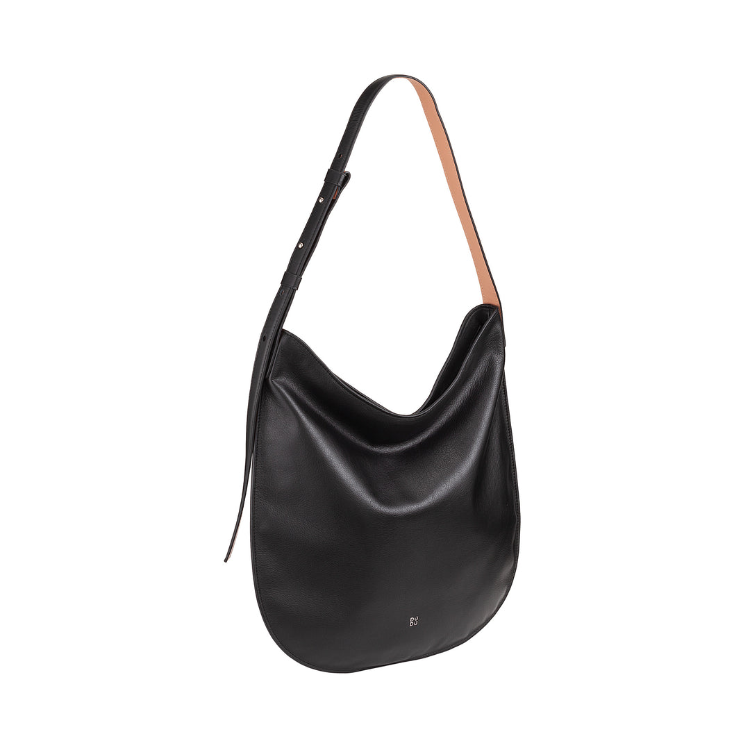 DUDU shoulder bag woman in soft leather, hobble bag with zipper, large adjustable colored large adjustable shoulder bag