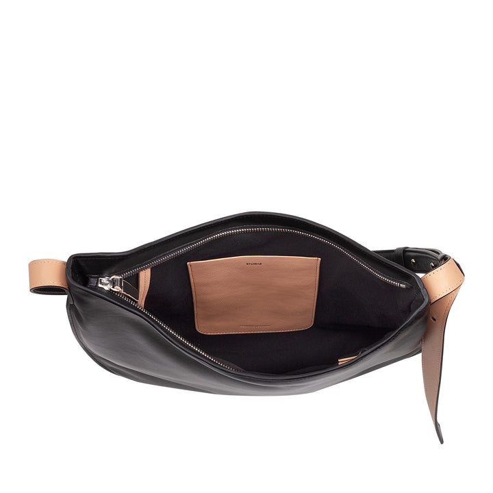 DUDU shoulder bag woman in soft leather, hobble bag with zipper, large adjustable colored large adjustable shoulder bag