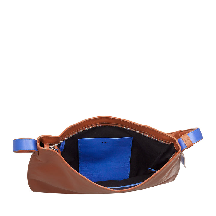 DUDU shoulder bag woman in soft leather, hobble bag with zipper, large adjustable colored large adjustable shoulder bag