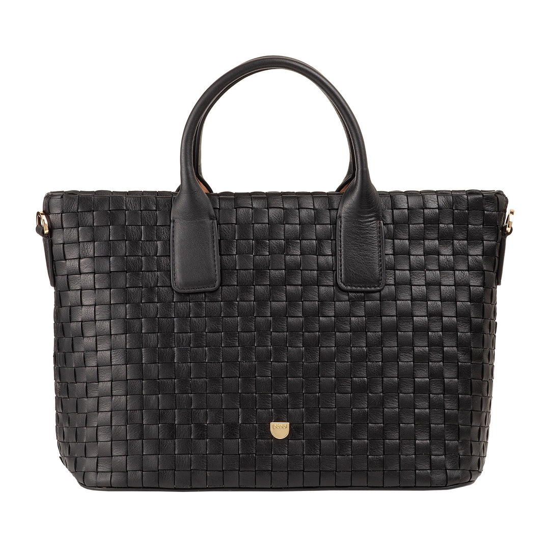 DUDU Damen-Umhängetasche aus echtem geflochtenem Leder – elegante Handtasche mit Griffen, Reißverschluss und abnehmbarem, verstellbarem Schultergurt – geräumige Handtasche für Büro und Freizeit