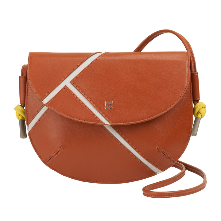DUDU Damen-Umhängetasche aus echtem Leder – kleine Handtasche mit Klappverschluss im Tennis-Stil, verstellbarem Schultergurt und geräumigem Innenraum