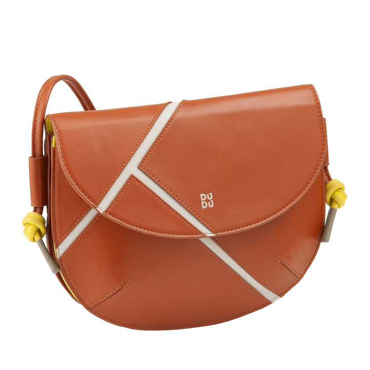 DUDU Damen-Umhängetasche aus echtem Leder – kleine Handtasche mit Klappverschluss im Tennis-Stil, verstellbarem Schultergurt und geräumigem Innenraum