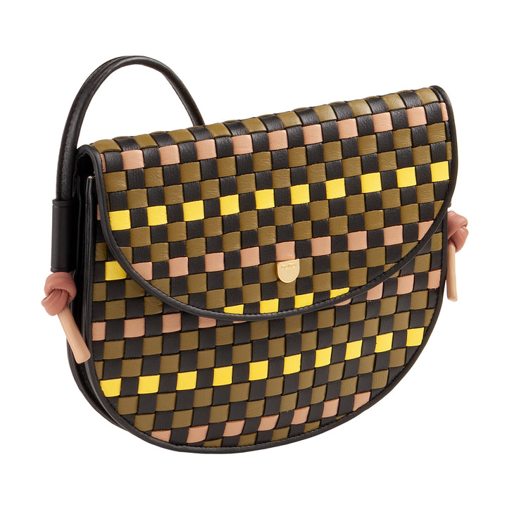 DUDU Small Woven Shoulder Bag in Genuine Leather with Flap - Elegant Handcrafted Women&
