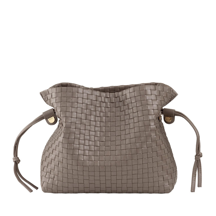 DUDU Damen-Umhängetasche aus gewebtem Leder mit Kordelzug, weich und geräumig, verstellbarer Schultergurt, Magnetverschluss, eleganter und handwerklicher Stil