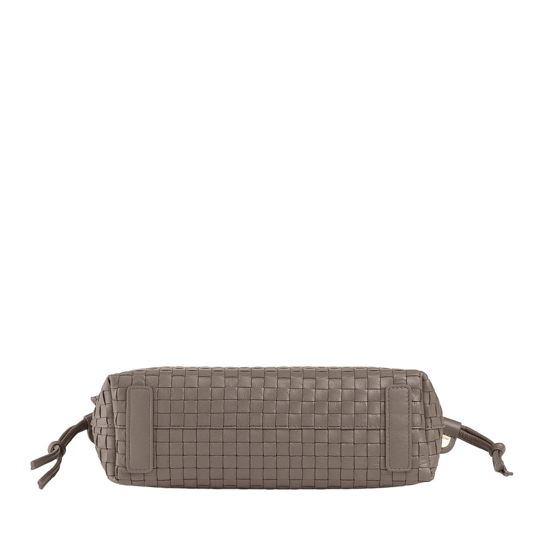 DUDU Damen-Umhängetasche aus gewebtem Leder mit Kordelzug, weich und geräumig, verstellbarer Schultergurt, Magnetverschluss, eleganter und handwerklicher Stil
