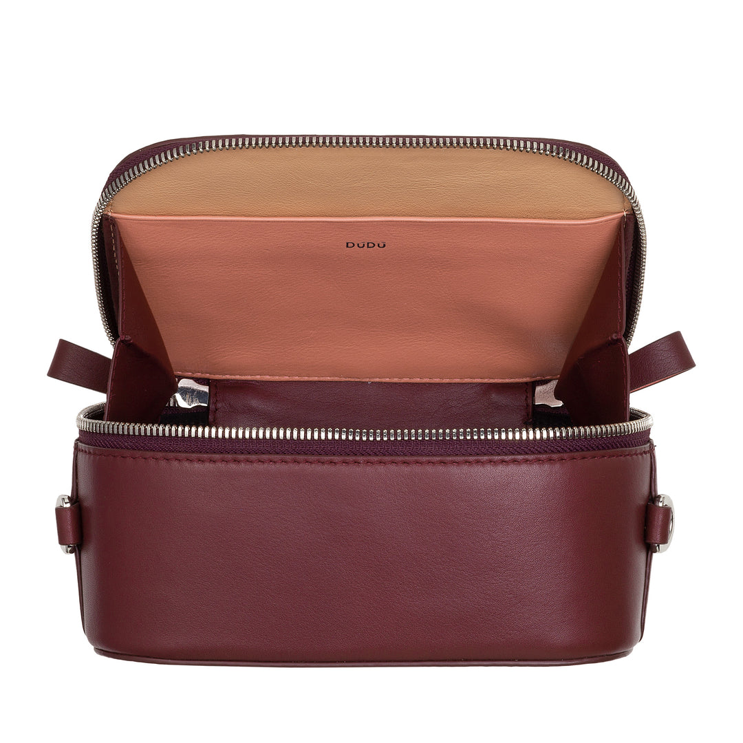 DUDU BRAKE BROW BAG SMALL IN LEATHER, BAG room with double shoulder strap, zipper closure, elegant compact design bag