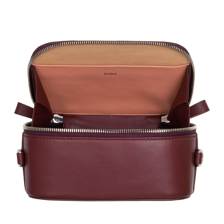 DUDU BRAKE BROW BAG SMALL IN LEATHER, BAG room with double shoulder strap, zipper closure, elegant compact design bag