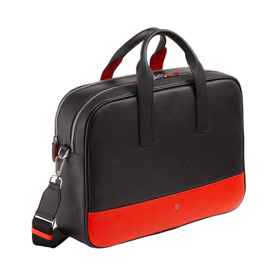 DUDU Work Bag Men's Woman In Leather, PC Desk or MacBook Up 16 -inch, Ventocuor Ventocuor Office Documentary Handle with shoulder strap, handles and double zipper