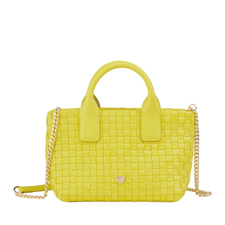 DUDU Kleine Damentasche aus gewebtem Leder mit Reißverschluss – elegante Mini-Tasche mit Ketten-Schultergurt, kompakte und raffinierte Handtaschen-Umhängetasche