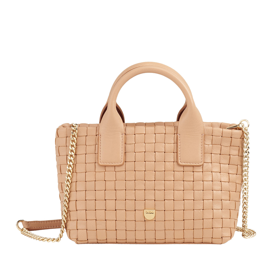 DUDU Kleine Damentasche aus gewebtem Leder mit Reißverschluss – elegante Mini-Tasche mit Ketten-Schultergurt, kompakte und raffinierte Handtaschen-Umhängetasche