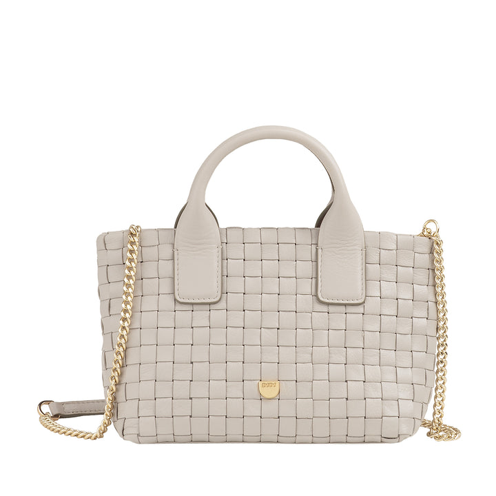 DUDU Kleine Damentasche aus gewebtem Leder mit Reißverschluss – elegante Mini-Tasche mit Ketten-Schultergurt, kompakte und raffinierte Handtaschen-Umhängetasche
