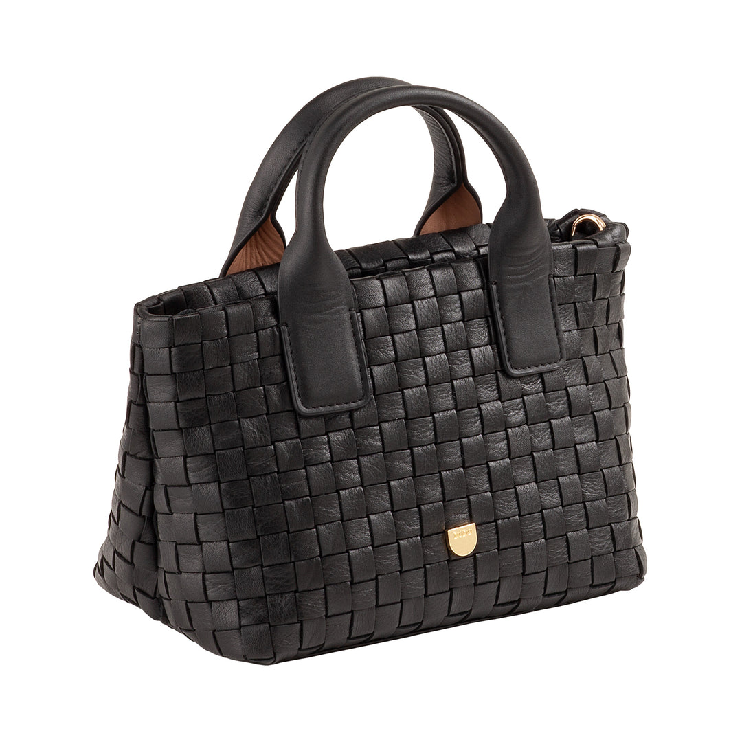 DUDU Kleine Damentasche aus gewebtem Leder mit Reißverschluss – elegante Mini-Tasche mit Ketten-Schultergurt, kompakte und raffinierte Handtaschen-Umhängetasche