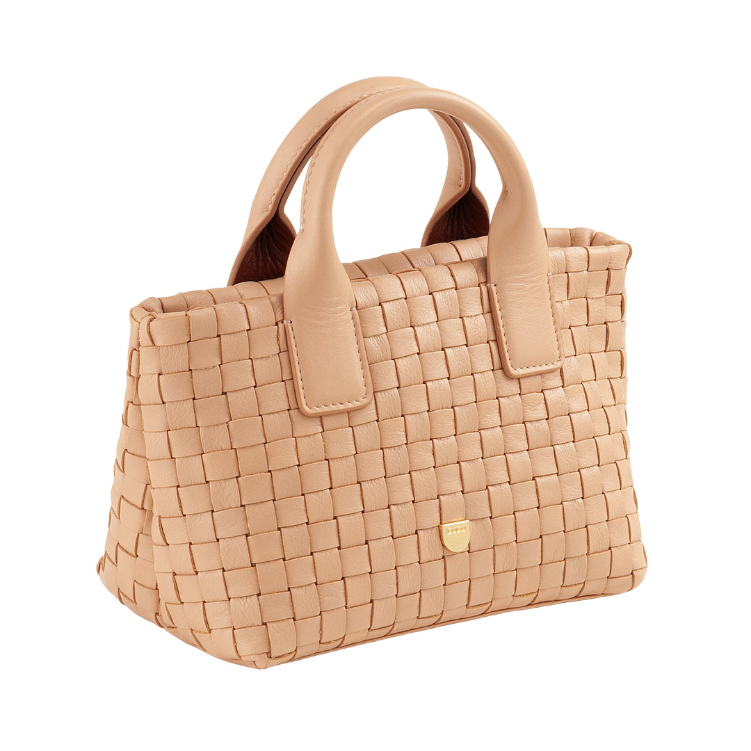 DUDU Kleine Damentasche aus gewebtem Leder mit Reißverschluss – elegante Mini-Tasche mit Ketten-Schultergurt, kompakte und raffinierte Handtaschen-Umhängetasche