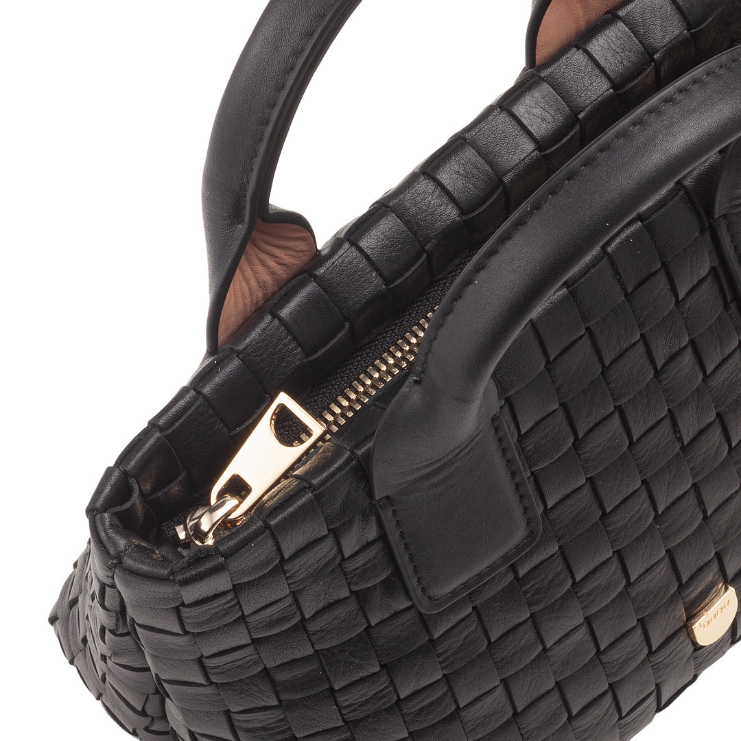 DUDU Kleine Damentasche aus gewebtem Leder mit Reißverschluss – elegante Mini-Tasche mit Ketten-Schultergurt, kompakte und raffinierte Handtaschen-Umhängetasche