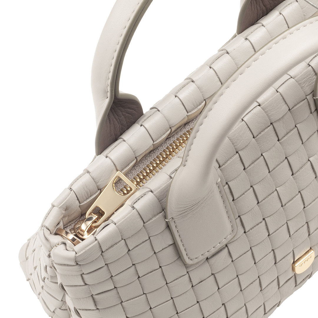 DUDU Kleine Damentasche aus gewebtem Leder mit Reißverschluss – elegante Mini-Tasche mit Ketten-Schultergurt, kompakte und raffinierte Handtaschen-Umhängetasche