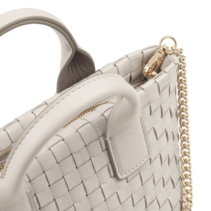 DUDU Kleine Damentasche aus gewebtem Leder mit Reißverschluss – elegante Mini-Tasche mit Ketten-Schultergurt, kompakte und raffinierte Handtaschen-Umhängetasche