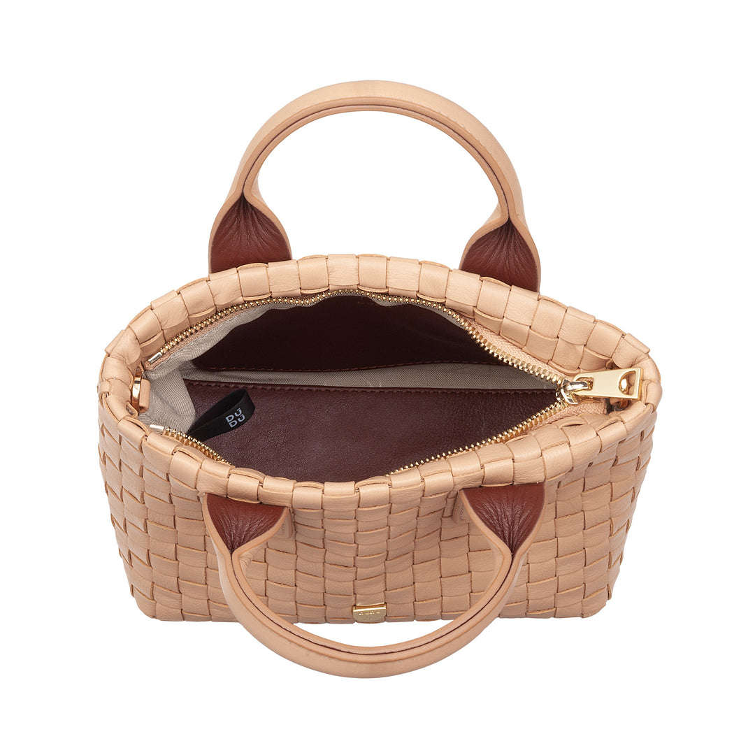 DUDU Kleine Damentasche aus gewebtem Leder mit Reißverschluss – elegante Mini-Tasche mit Ketten-Schultergurt, kompakte und raffinierte Handtaschen-Umhängetasche