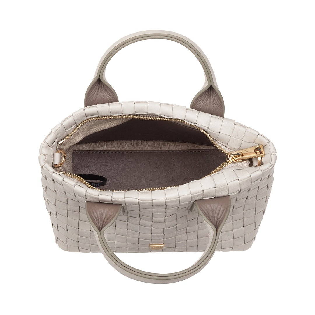 DUDU Kleine Damentasche aus gewebtem Leder mit Reißverschluss – elegante Mini-Tasche mit Ketten-Schultergurt, kompakte und raffinierte Handtaschen-Umhängetasche
