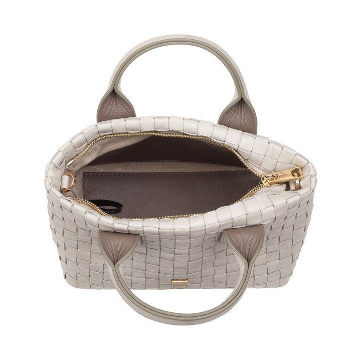 DUDU Kleine Damentasche aus gewebtem Leder mit Reißverschluss – elegante Mini-Tasche mit Ketten-Schultergurt, kompakte und raffinierte Handtaschen-Umhängetasche