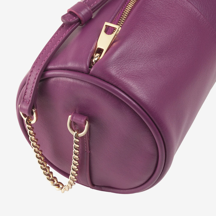 DUDU Zylindrische Damen-Ledertasche, Umhängetasche mit Kette und Leder, elegante, modische kleine Zylindertasche mit Reißverschluss
