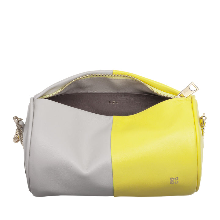 DUDU Women's Women's Leather Bag, shoulder bag with chain and leather, small fashion cylinder bag elegant with zipper