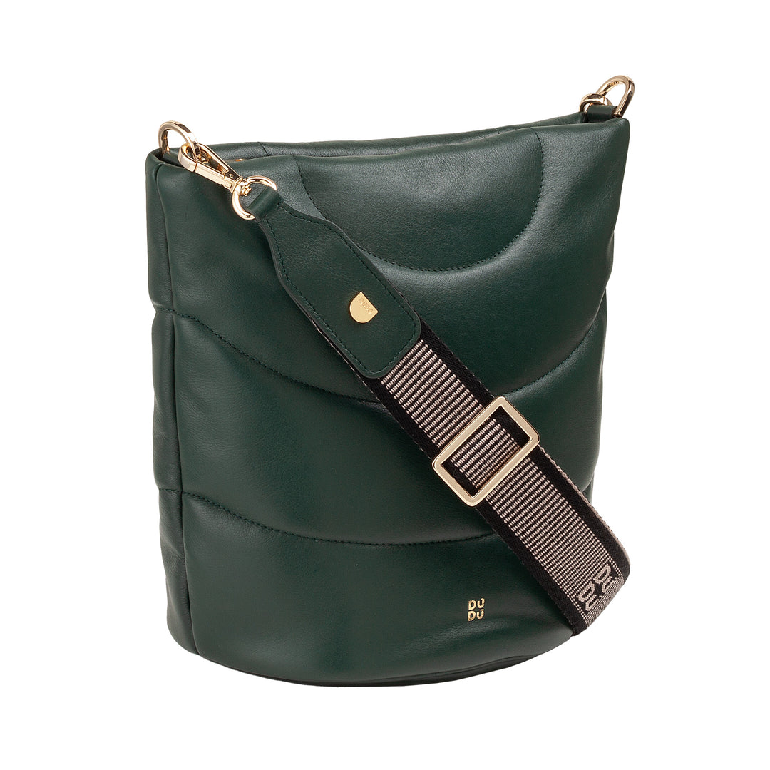 DUDU Women's Shoulder Bag and Padded Padded shoulder strap in Nappa leather, small bag with hinge, elegant design