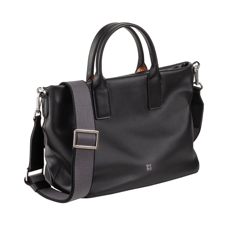 DUDU Women's hand bag in leather with shoulder strap, small shoulder bag with zipper and detachable shoulder strap, colorful elegant bag