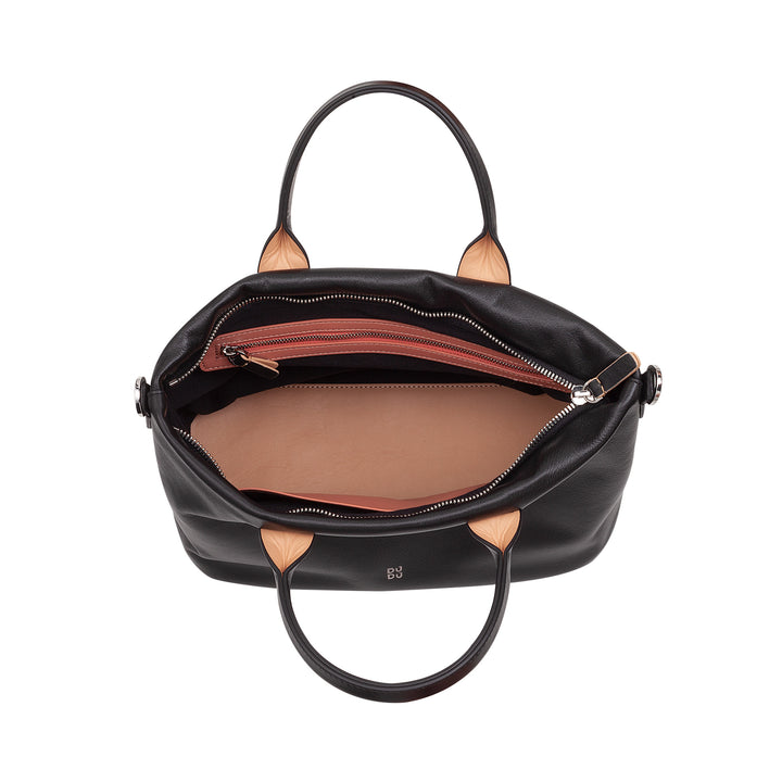DUDU Women's hand bag in leather with shoulder strap, small shoulder bag with zipper and detachable shoulder strap, colorful elegant bag