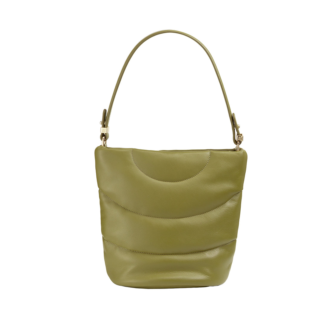 DUDU Damen-Umhängetasche und gepolsterter, gesteppter Schultergurt aus Nappaleder, große Tasche mit Reißverschluss und doppeltem Schultergurt, elegantes Design