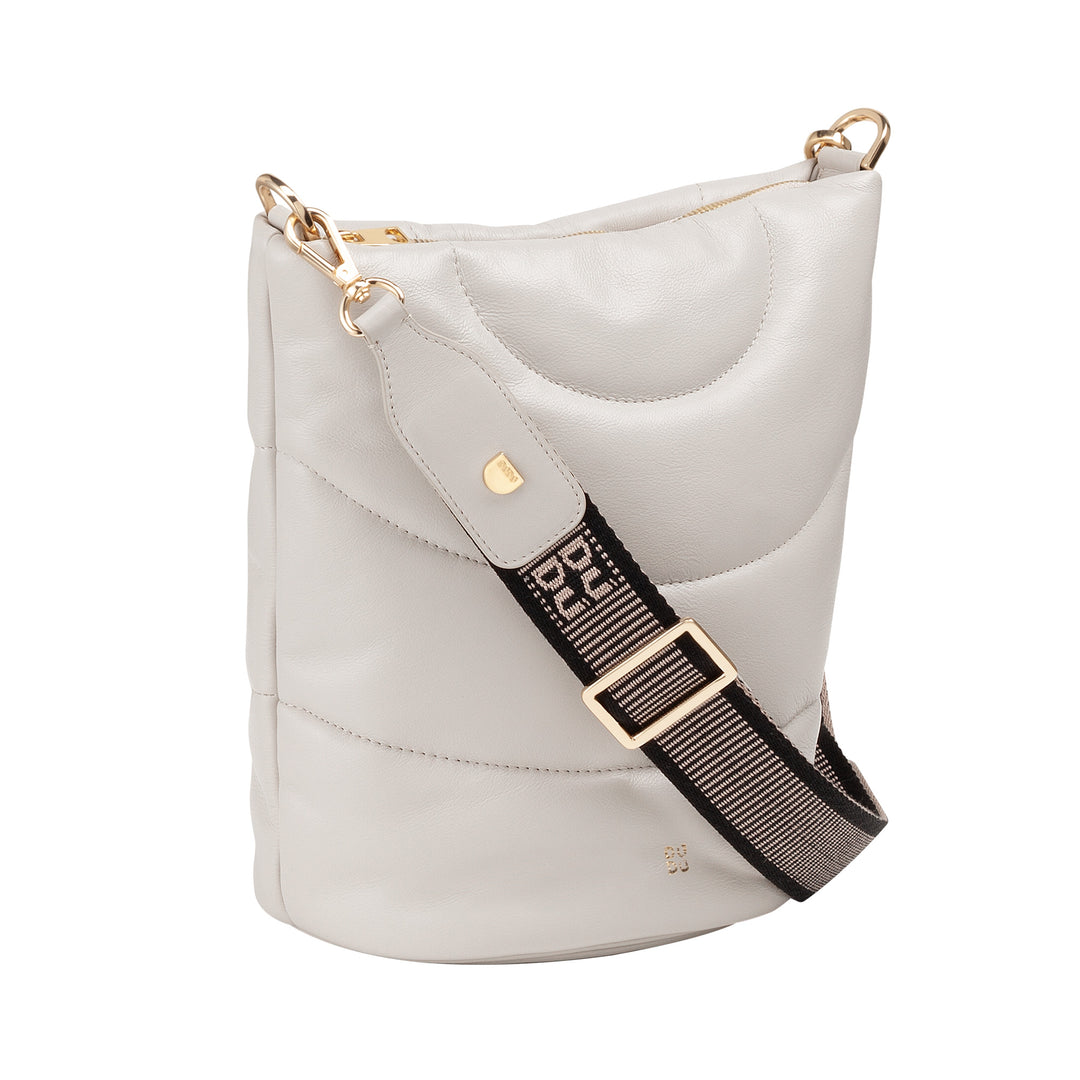 DUDU Women's Shoulder Bag and Padded Padded shoulder strap in Nappa leather, large bag with hinge and double shoulder strap, elegant design