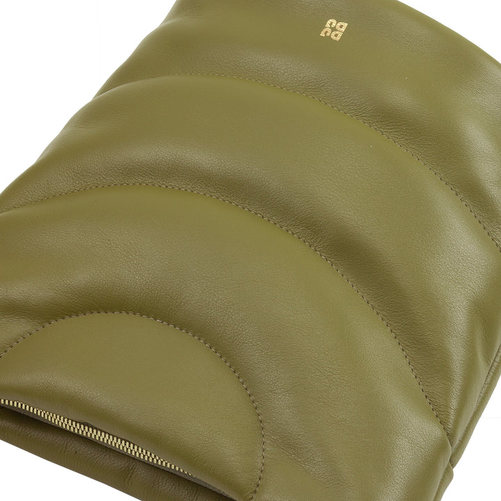 DUDU Damen-Umhängetasche und gepolsterter, gesteppter Schultergurt aus Nappaleder, große Tasche mit Reißverschluss und doppeltem Schultergurt, elegantes Design