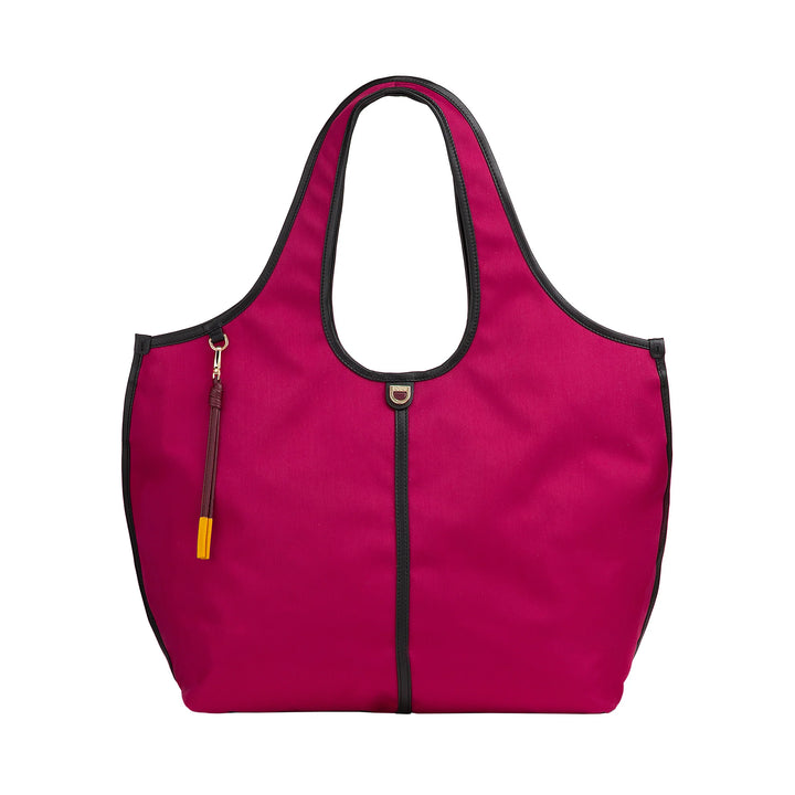 DUDU Große Damen-Schulterhandtasche aus Nylon und Leder – leichter Shopper mit verstellbarem Schultergurt und Magnetverschluss